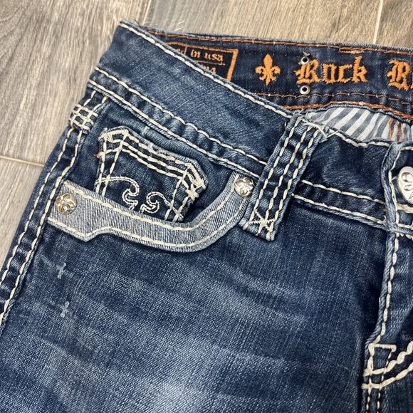 Rock Revival Jeans Womens 26 Alanis Bootcut Stonewash Rhinestone Embellished - Picture 5 of 13